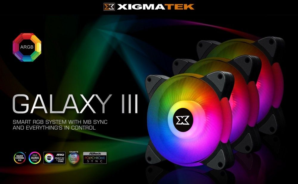  XIGMATEK GALAXY III ESSENTIAL - BX120 ARGB (EN45433): HUB FAN (PACK x3, CONTROLLER, POWER HUB) 