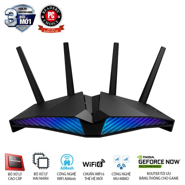  Wireless Router ASUS RT-AX82U (Gaming Router) Wifi AX5400 2 băng tần, Wifi 6 (802.11ax) 