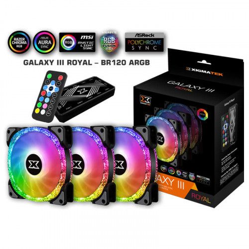  XIGMATEK GALAXY III ROYAL - BR120 ARGB (EN46119): HUB FAN (PACK x3, CONTROLLER, POWER HUB) 