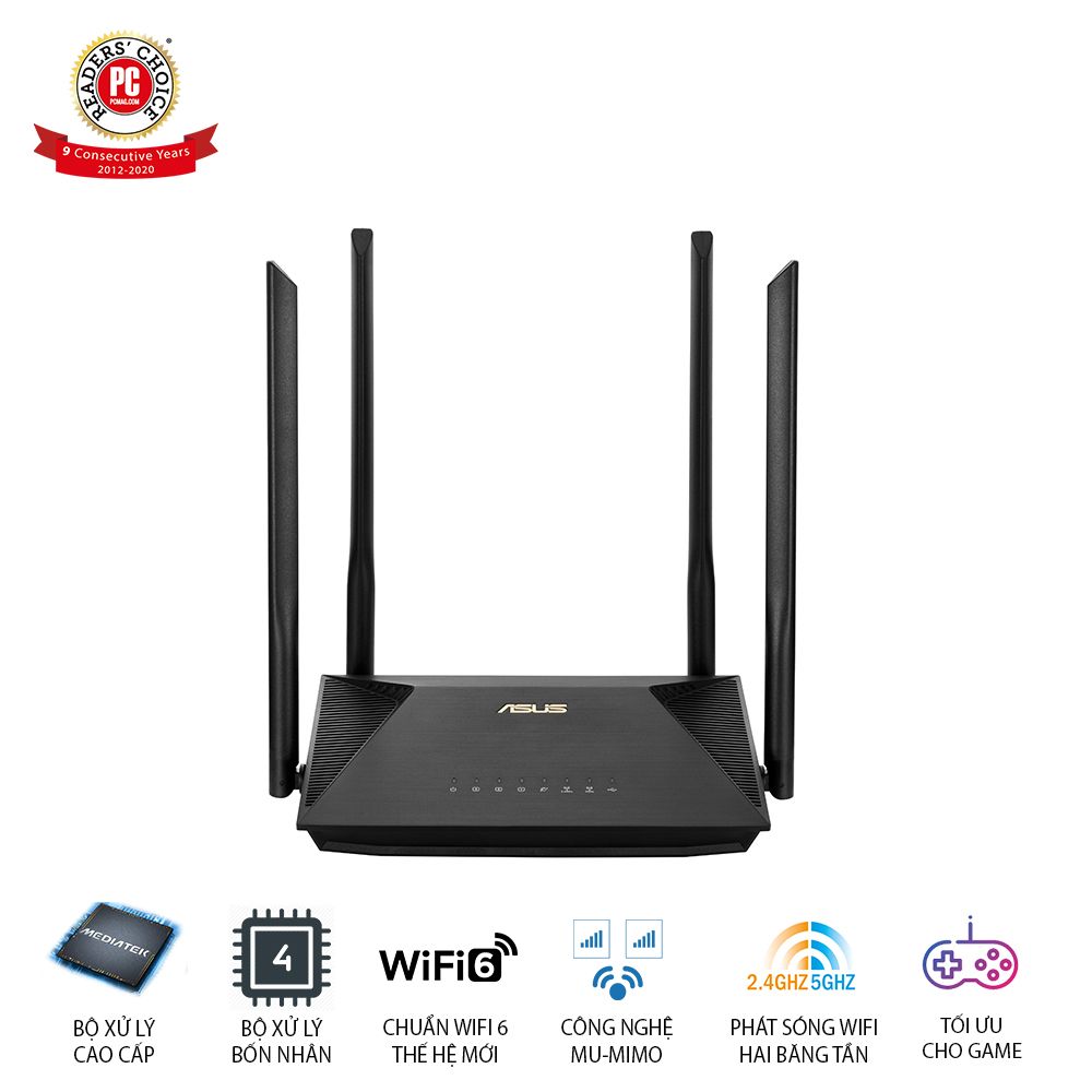  Router Wifi ASUS RT-AX53U (Wifi AX1800 2 băng tần | MU-MIMO | AiProtection) 