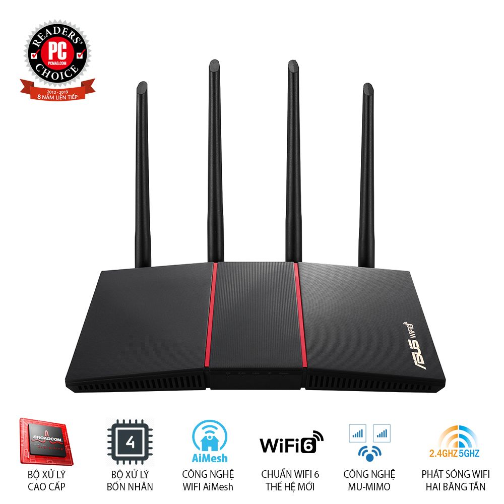  Router Wifi ASUS RT-AX55 Black (Gaming Router) Wifi AX1800 