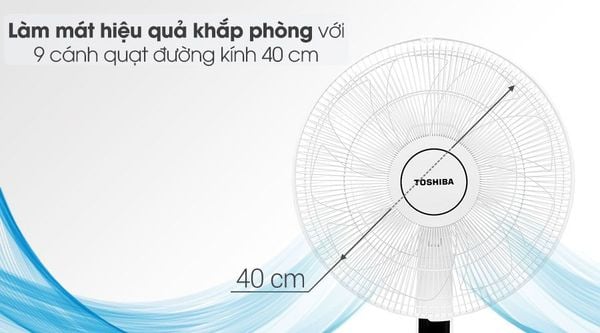 Quạt đứng Toshiba F-LSD30(W)VN - Công suất 30W, 9 cánh quạt với 26 mức gió