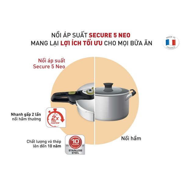 Nồi áp suất cơ inox Tefal Secure 5 Neo 6L
