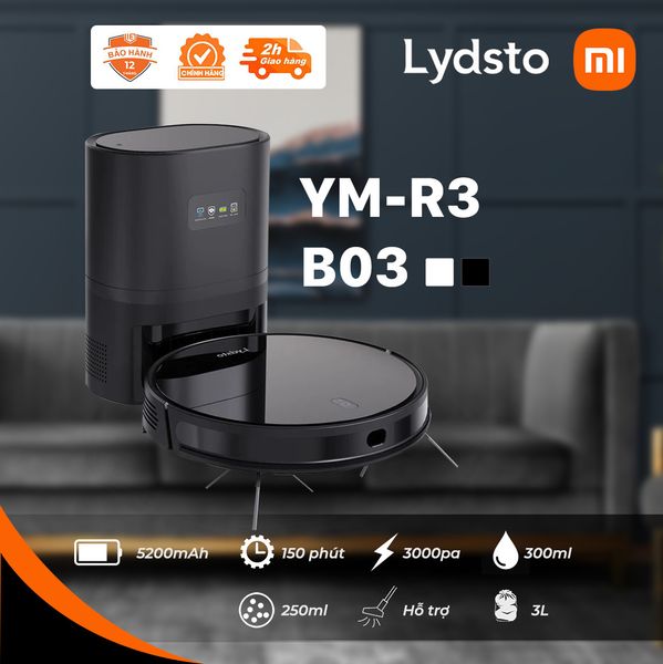 Robot hút bụi khô và ướt đa năng Lydsto-YM-R3-W03/B03 bản Quốc Tế