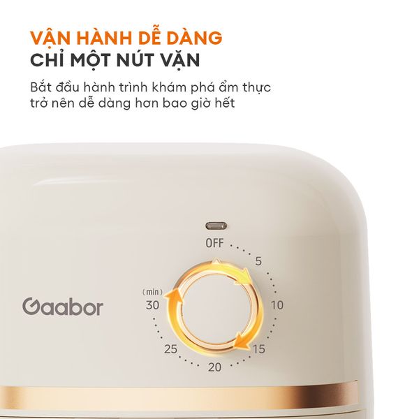 Nồi chiên không dầu mini Gaabor AF20M-YE01A 2L 900W