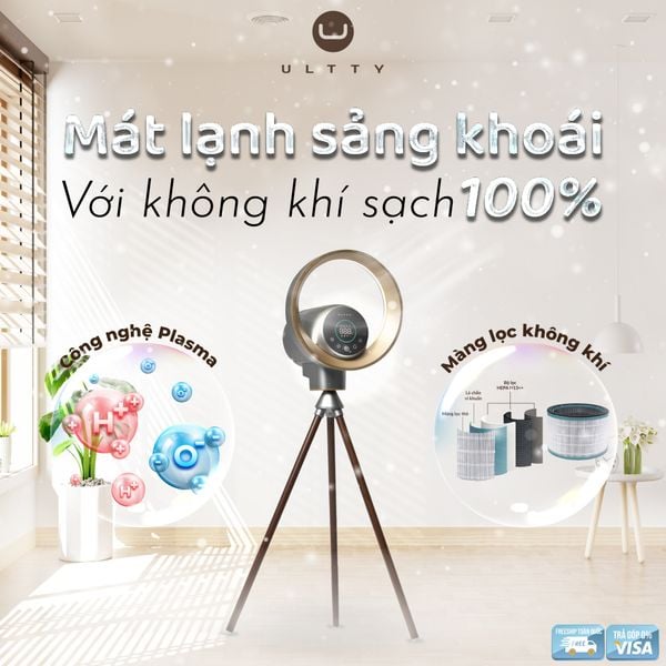 Quạt lọc không khí và khử khuẩn U ULTTY BB - Bộ lọc HEPA H13++, 9 cấp độ gió làm mát và 4 chế độ linh hoạt