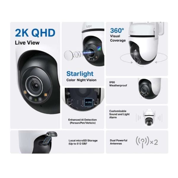Camera IP Wifi ngoài trời TP-LINK quay quét Tapo C520WS 4MP