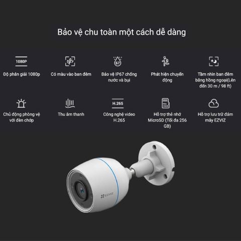 Camera Wifi EZVIZ ngoài trời 2MP 1080P C3TN2MPC