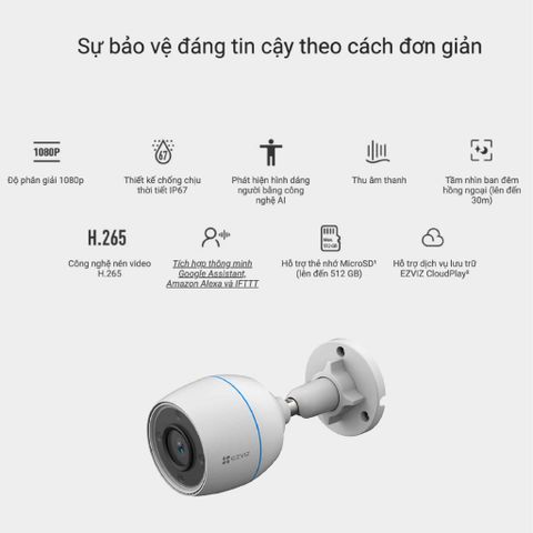 Camera Wifi EZVIZ ngoài trời 2MP 1080P H3C2MP