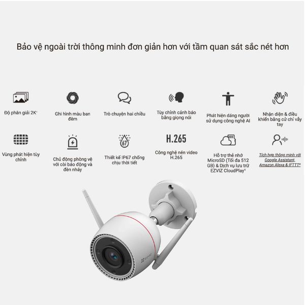 Camera Wifi EZVIZ 4MP 2K ngoài trời H3C4MP