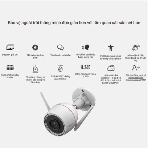 Camera Wifi EZVIZ 4MP 2K ngoài trời H3C4MP