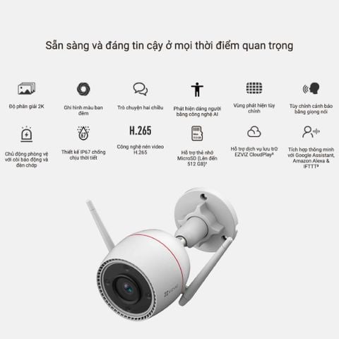 Camera Wifi EZVIZ ngoài trời 3MP 2K H3C3MP
