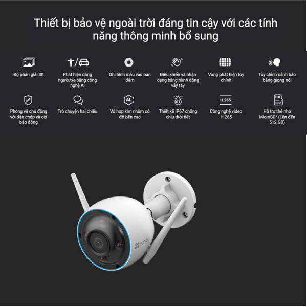 Camera Wifi EZVIZ ngoài trời 5MP 3K H3