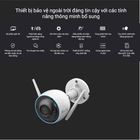 Camera Wifi EZVIZ ngoài trời 5MP 3K H3