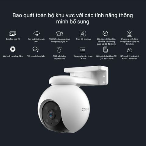 Camera Wifi EZVIZ quay quét ngoài trời 3MP 2K H8PRO