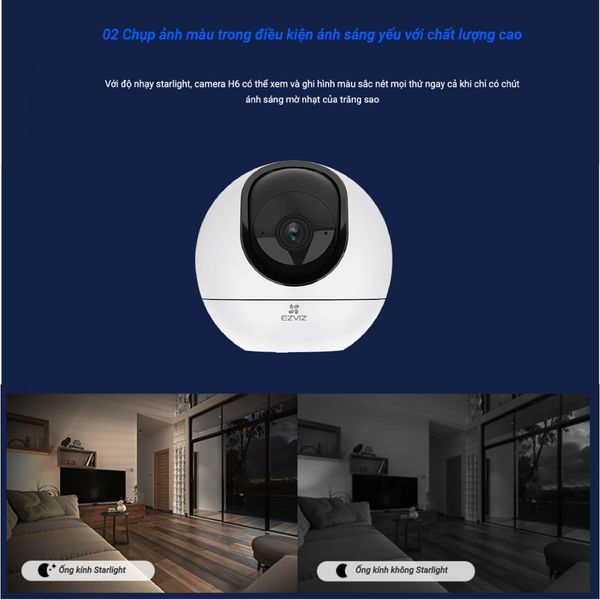 Camera Wifi EZVIZ quay quét trong nhà 5MP 3K H6