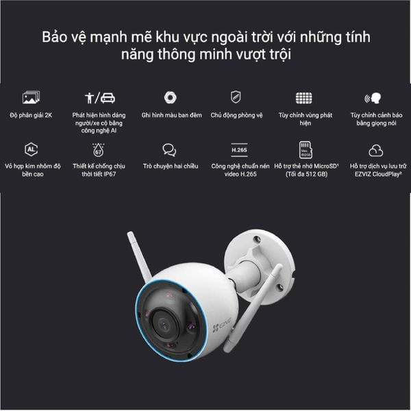 Camera Wifi EZVIZ thông minh ngoài trời 3MP 2K H3