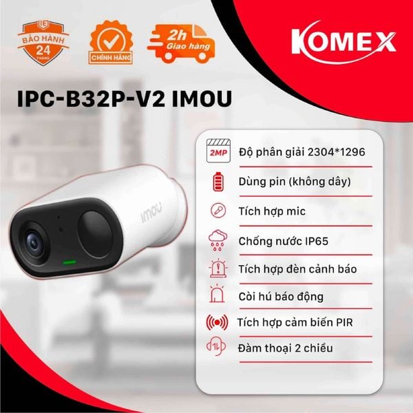 Camera Wifi IMOU trong nhà Pin không dây 3MP B32P