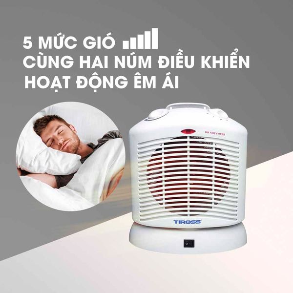 Quạt sưởi 2 chiều Tiross TS946 - Công suất 2000W, 2 chế độ sưởi và quạt mát