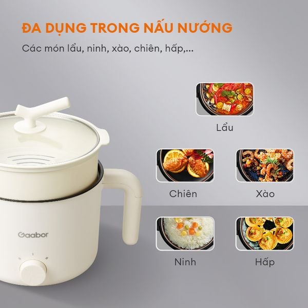 Nồi lẩu điện mini GAABOR GR-N15A đa năng 1,5L 600W