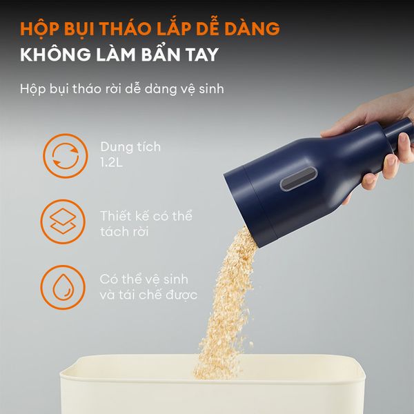 Máy hút bụi cầm tay Gaabor GVCW-M16Y02 - Lực hút 16KPa, xoay 90 độ, 5 lớp lọc