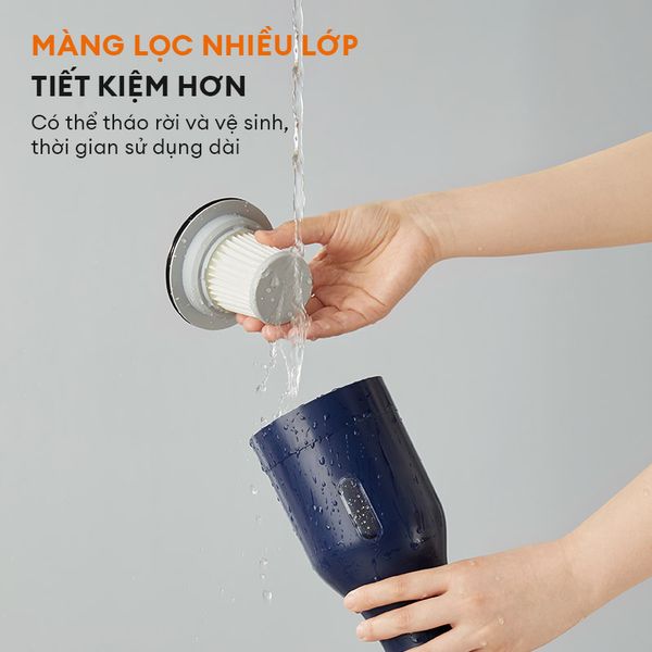 Máy hút bụi cầm tay Gaabor GVCW-M16Y02 - Lực hút 16KPa, xoay 90 độ, 5 lớp lọc