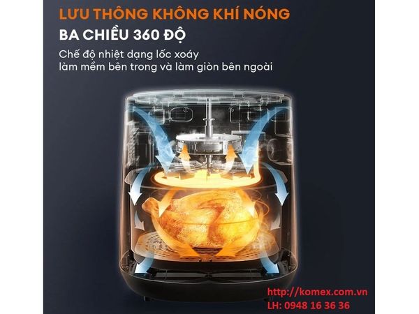 Nồi chiên không dầu điện tử Gaabor AF65T-BK01A, Dung tích 6.5 lít.