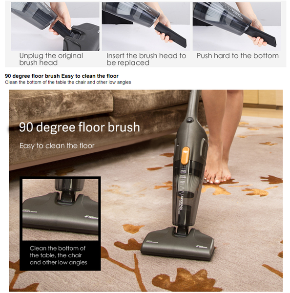 Máy hút bụi cầm tay Deerma DX115C -  Công suất 600W 3 đầu hút, dây 4.5m