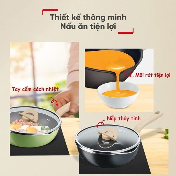 Chảo nồi Tefal có nắp đa năng 3  trong 1 - 22cm