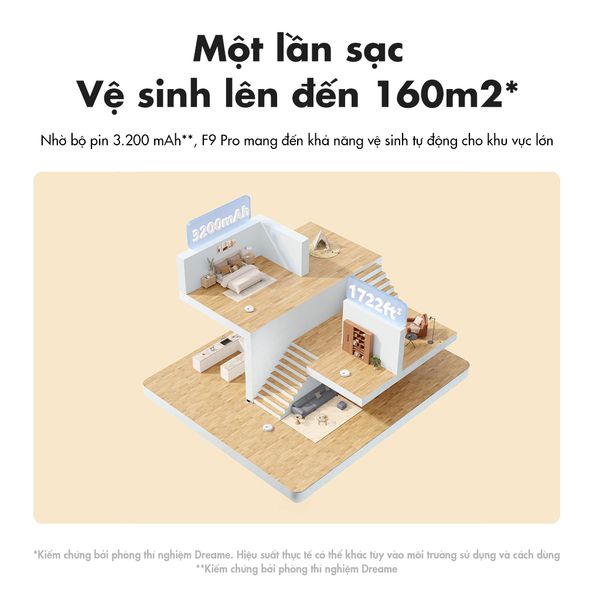 Robot hút bụi lau nhà Dreame F9 Pro - Quét dọn & lau sàn 2 trong 1, lực hút mạnh 2500Pa