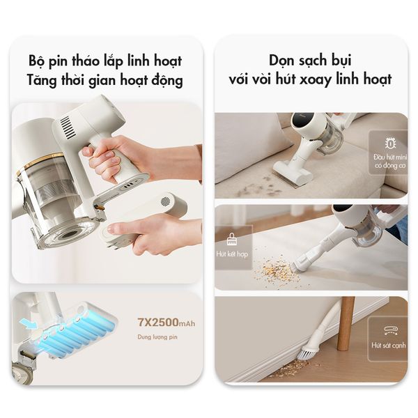 Máy Hút Bụi Không Dây Dreame R10 - Công suất 350W với 4 loại đầu hút thay thế