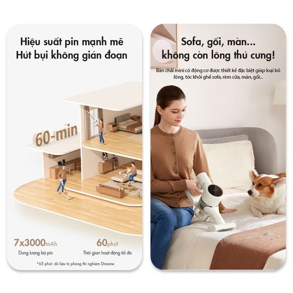 Máy Hút Bụi Không Dây Dreame R10 - Công suất 350W với 4 loại đầu hút thay thế