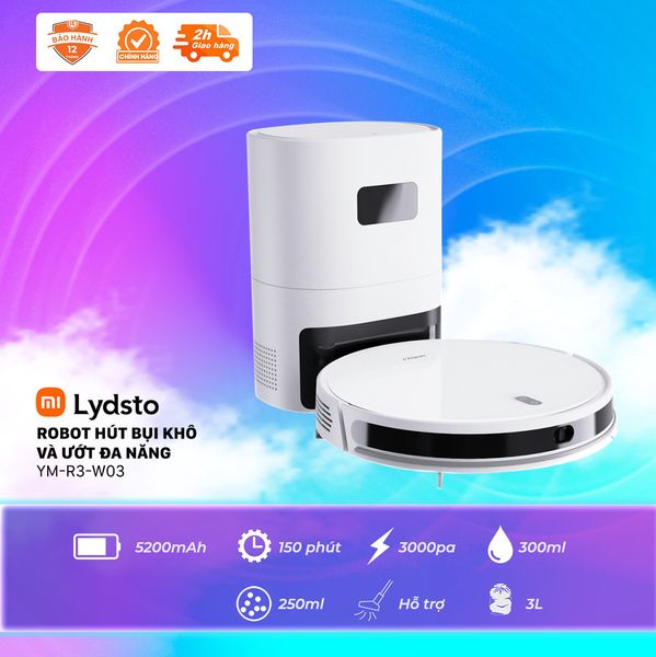 Robot hút bụi khô và ướt đa năng Lydsto-YM-R3-W03/B03 bản Quốc Tế