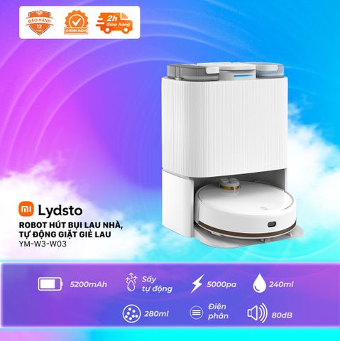 Robot hút bụi lau nhà Lydsto W3, Tự động giặt, sấy, đổ rác, Phiên bản Quốc tế (2023)