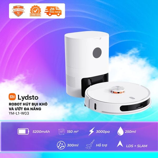 Robot hút bụi khô và ướt đa năng Lydsto- YM-L1-W03 (hút, giặt, lau và sấy tự động)