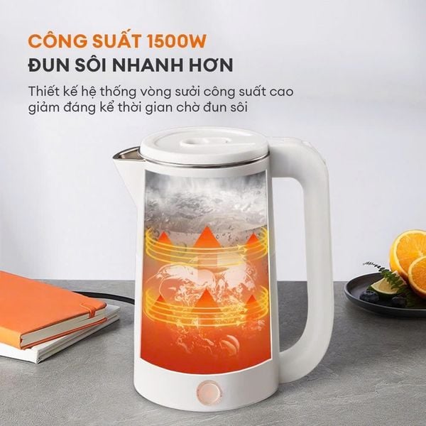 Bình đun nước siêu tốc GAABOR EK20M-WH02A, EK-20M01A, dung tích 2 lít