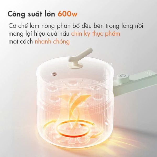 Nồi nấu điện đa năng GAABOR EC-20M01A, dung tích 2 lít, 600W, vân đá chống dính kèm xửng hấp