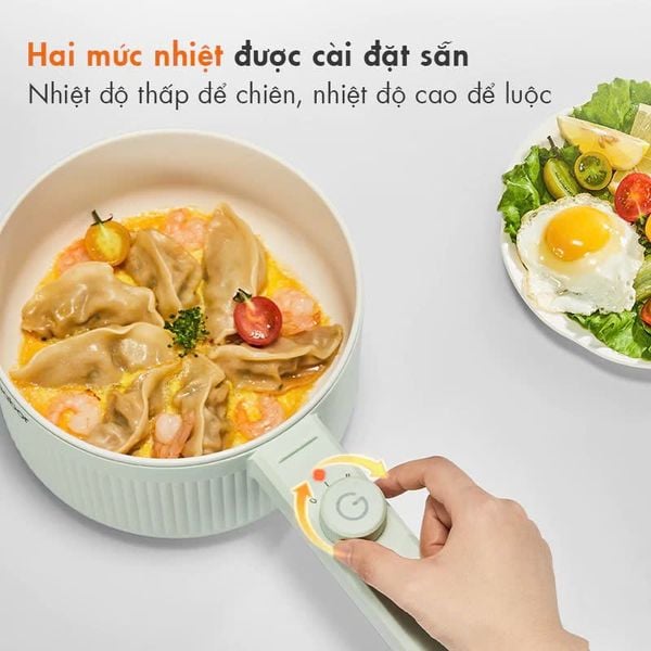 Nồi nấu điện đa năng GAABOR EC-20M01A, dung tích 2 lít, 600W, vân đá chống dính kèm xửng hấp