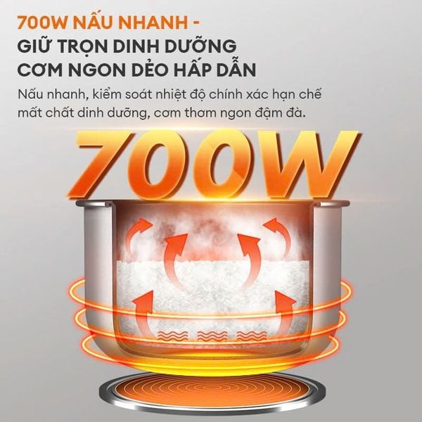 Nồi cơm điện nắp gài Gaabor RC50M-BE01A 2.2L, phù hợp gia đình đông người.