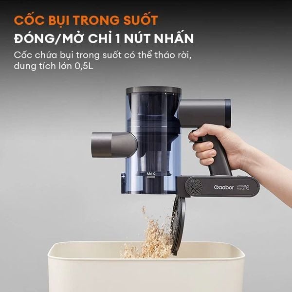 Máy hút bụi Gaabor VCL10E-BK01A dòng DEEP SEA cao cấp, pin Lithium tháo rời có đèn LED