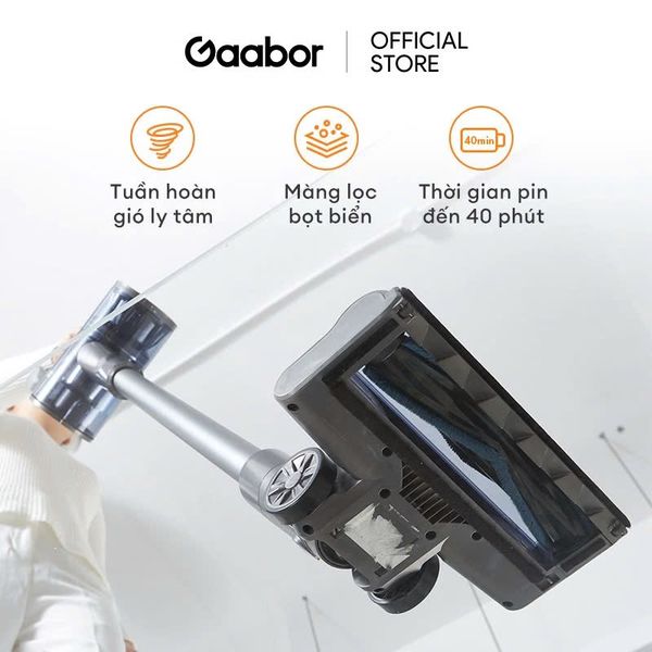 Máy hút bụi Gaabor VCL10E-BK01A dòng DEEP SEA cao cấp, pin Lithium tháo rời có đèn LED