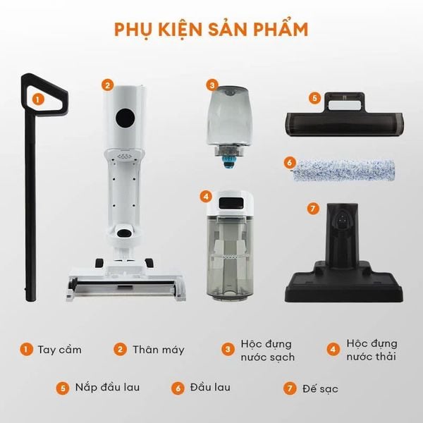 Máy hút bụi lau nhà không dây VCF8T-WH01A