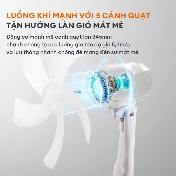 Quạt cây đứng Gaabor FM430M-WH05A xoay tự động tuần hoàn có 3 chế độ gió tùy chỉnh