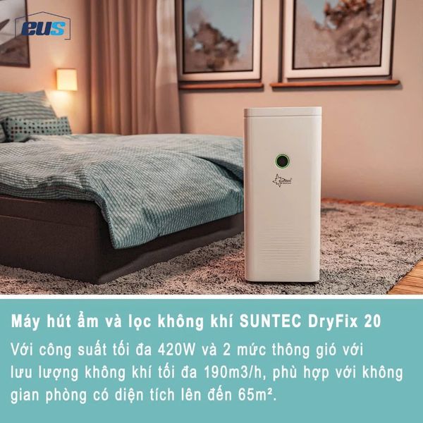 Máy hút ẩm có chức năng lọc không khí Suntec Wellness DryFix 20 Pro, dùng App, Diện tích 65m2, công suất 25 lít