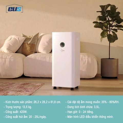 Máy hút ẩm có chức năng lọc không khí Suntec Wellness DryFix 20 Pro, dùng App, Diện tích 65m2, công suất 25 lít