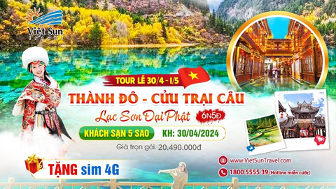 Tour Trung Quốc: Thành Đô - Cửu Trại Câu <br> (KH: 30/04/2024)