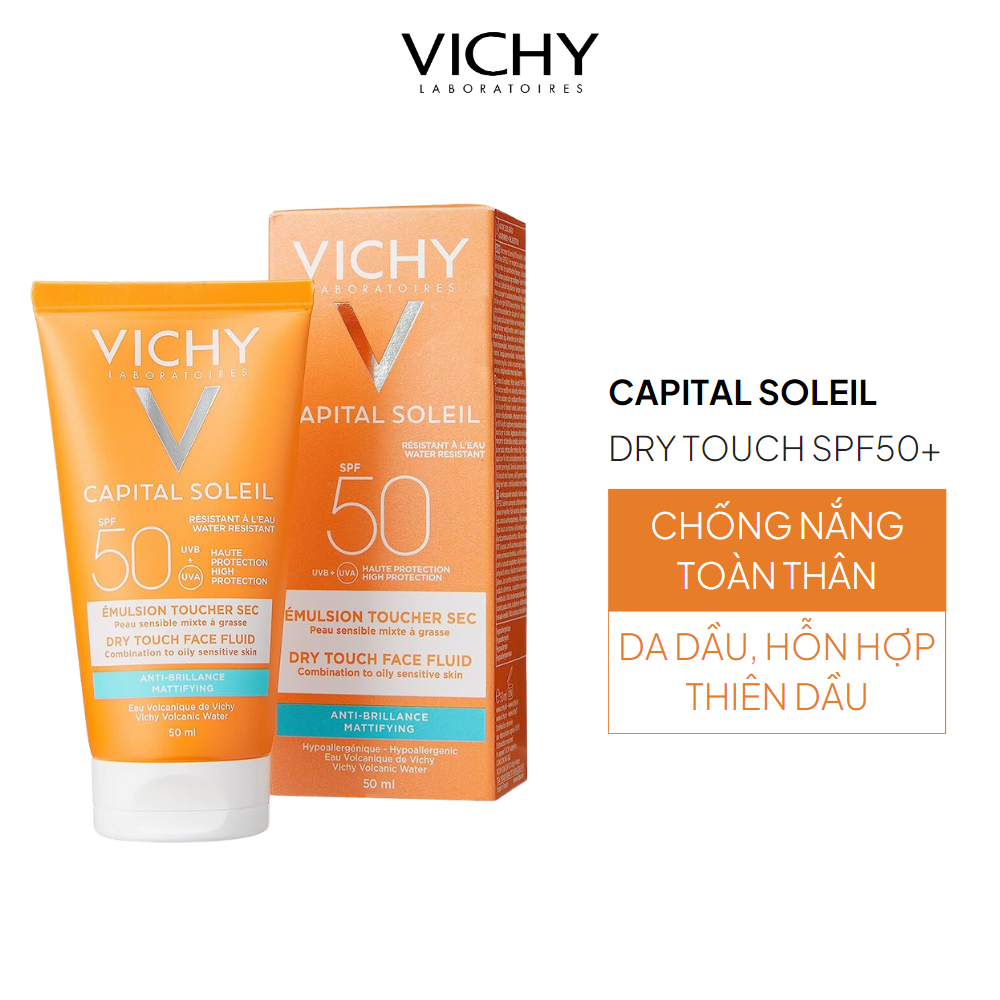  Kem Chống Nắng Cho Da Dầu, Không Nhờn Rít Vichy Capital Soleil Dry Touch SPF50+ 50ml 