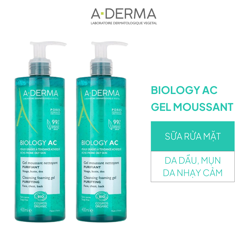  Sữa Rửa Mặt A-Derma Biology AC Gel Moussant Nettoyant Purifiant 400ml 