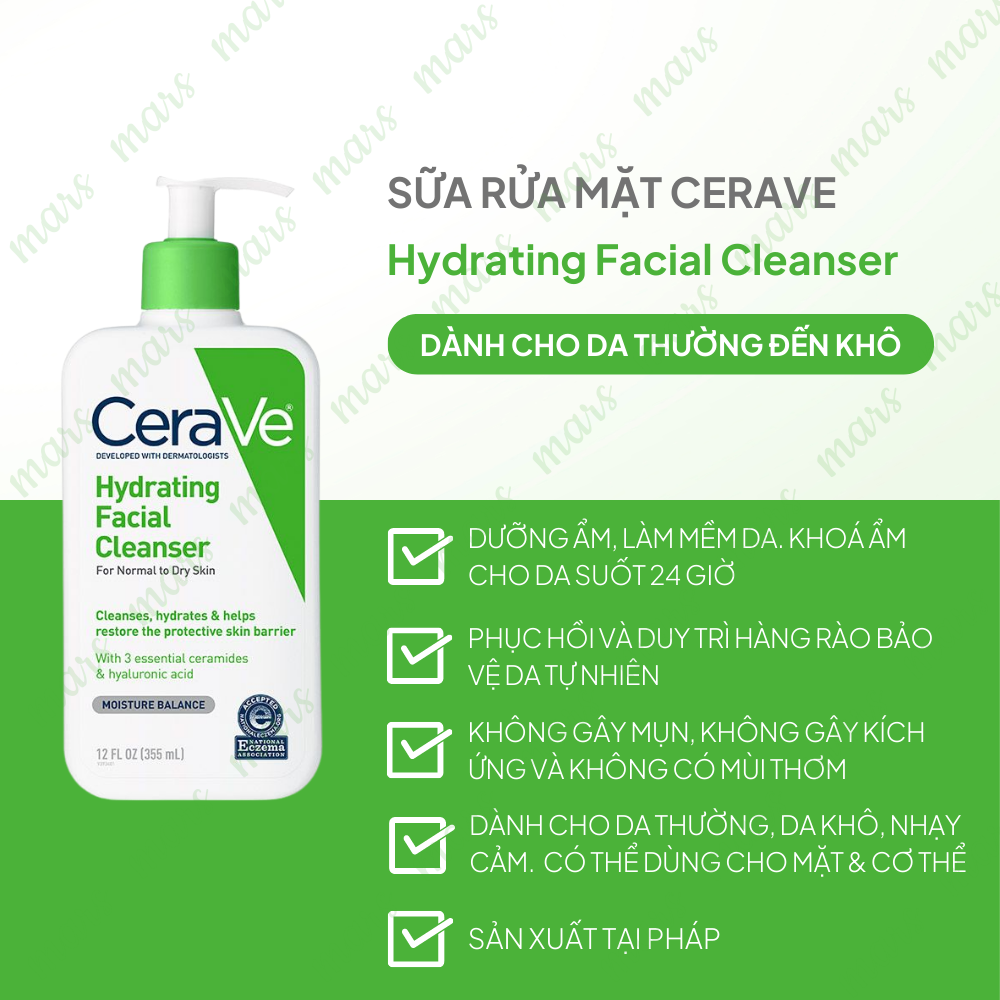 Sữa Rửa Mặt CeraVe Hydrating Facial Cleanser Cho Da Thường Đến Khô 