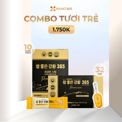  [Combo 02] Thạch nghệ Nano 365 Collagen Premium (10 thanh) + Tinh nghệ Nano 365 Premium (32 tuýp) 